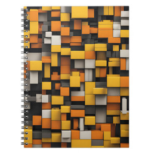 Cuaderno Portátil de diseño con amarillo y negro geométrico