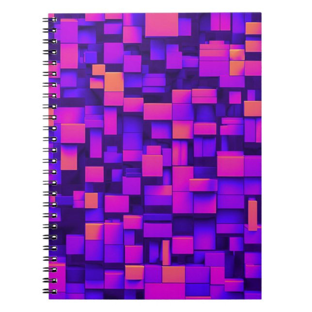 Cuaderno Portátil de diseño con púrpura abstracta y Naranja (Frente)