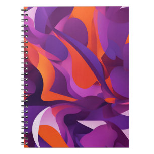 Cuaderno Portátil de diseño con púrpura abstracta y Naranja