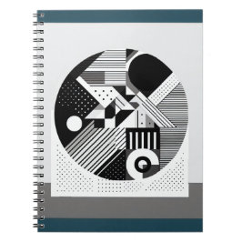 Cuaderno Portátil de diseño de círculo monocromo