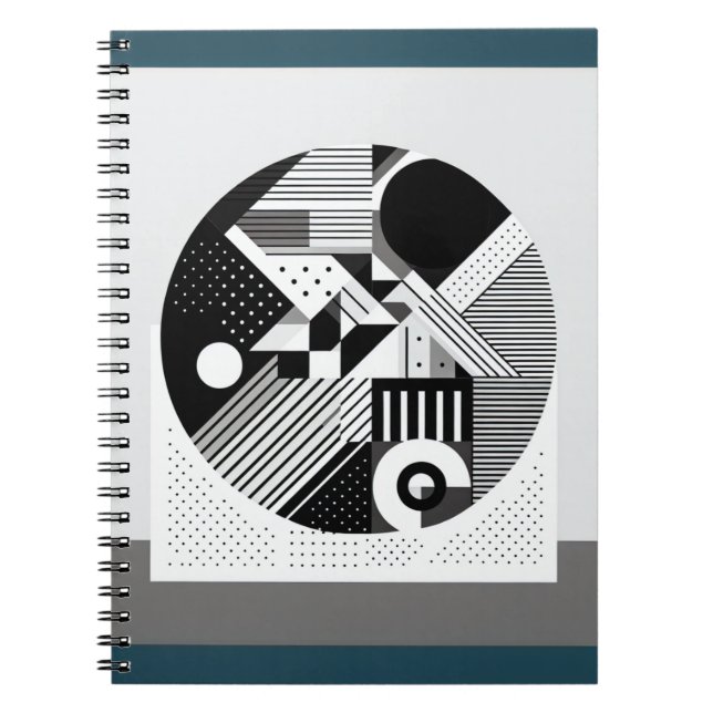 Cuaderno Portátil de diseño de círculo monocromo (Frente)