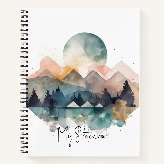 Cuaderno Portátil de diseño de montaña ideal para esbozar (Anverso)