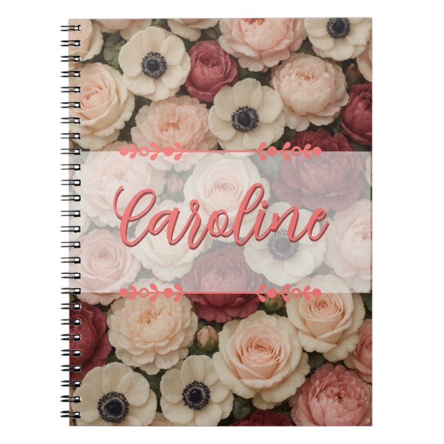 Cuaderno Portátil de diseño floral personalizado (Frente)