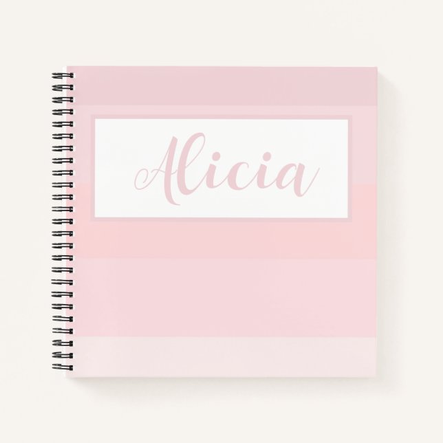 CUADERNO PORTÁTIL DE DISEÑO PINK STRIPED PERSONALIZADO (Anverso)