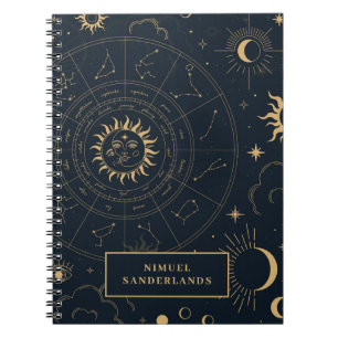 Cuaderno Portátil de elementos místicos celestes Starsigns
