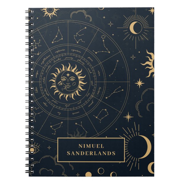 Cuaderno Portátil de elementos místicos celestes Starsigns (Frente)