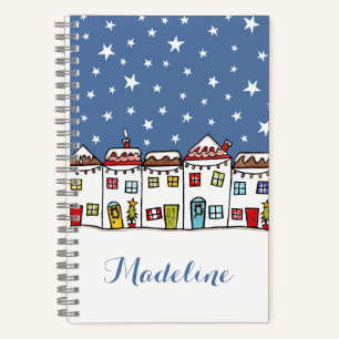Cuaderno Portátil de escena de nieve callejera para Navidad