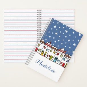 Cuaderno Portátil de escena de nieve callejera para Navidad