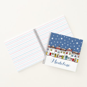 Cuaderno Portátil de escena de nieve callejera para Navidad