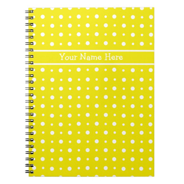 Cuaderno Portátil de espiral amarilla personalizado, puntos (Frente)