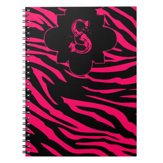 Cuaderno Portátil de espiral animal de impresión de cebra n (Frente)