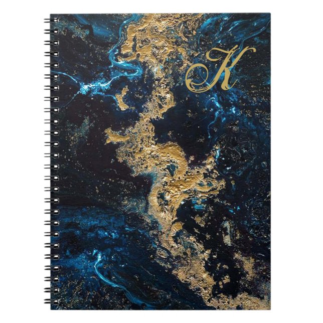 Cuaderno Portátil de espiral azul de oro de personalizar (Frente)