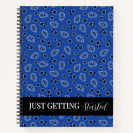 Cuaderno Portátil de espiral azul y negro paisley