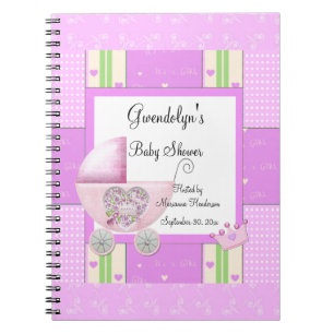 Cuaderno Portátil de espiral Baby Shower Princesa Rosa
