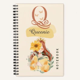 Cuaderno Portátil de espiral Chica de girasol personalizado