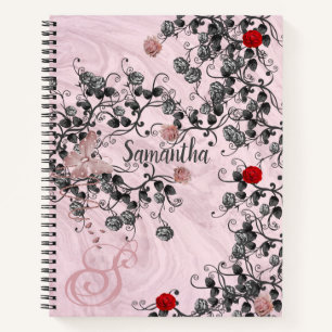 Cuaderno Portátil de espiral con nombre de monograma Purpur