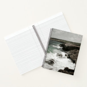 Cuaderno portátil de espiral costera con ondas de