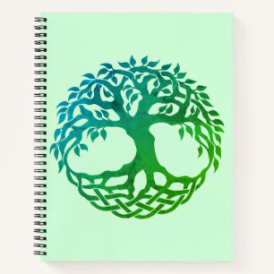 Cuaderno Portátil de espiral de árbol celta de la vida (v