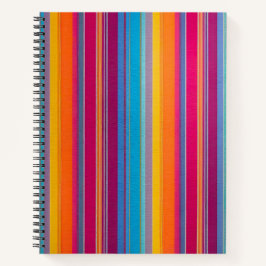 Cuaderno Portátil de espiral de arte de tela a rayas colori