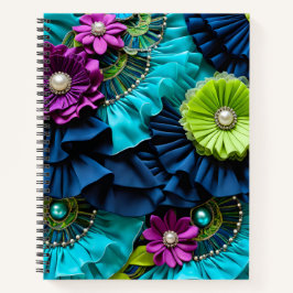 Cuaderno Portátil de espiral de arte de tela floral colorid