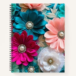 Cuaderno Portátil de espiral de arte de tela floral colorid
