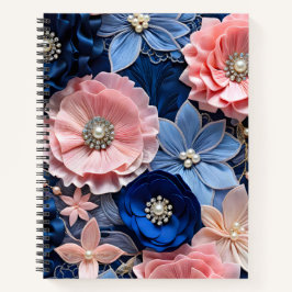 Cuaderno Portátil de espiral de arte de tela floral colorid