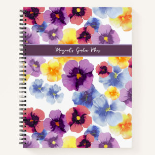 Cuaderno Portátil de espiral de arte Pansy colorido de jard