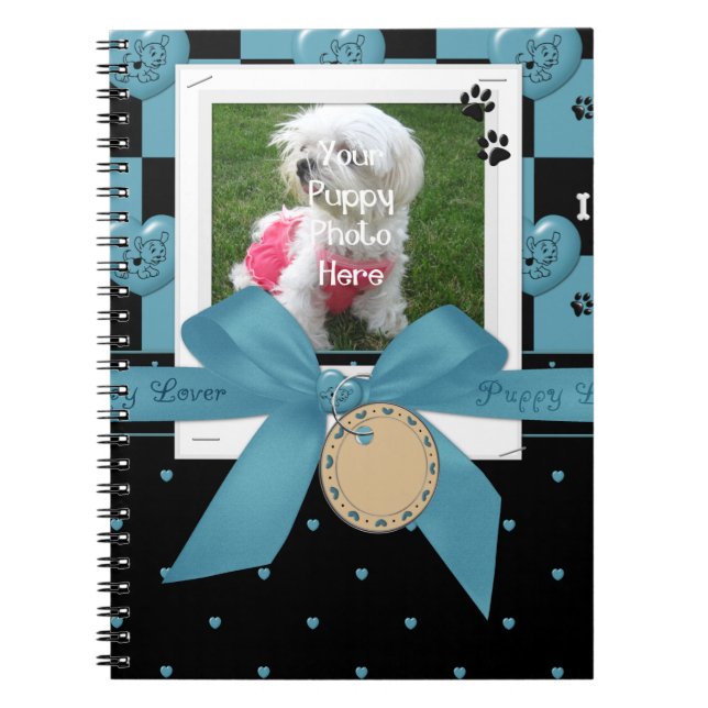 Cuaderno Portátil de espiral de AZUL AbelL de Puppy Lover (Frente)