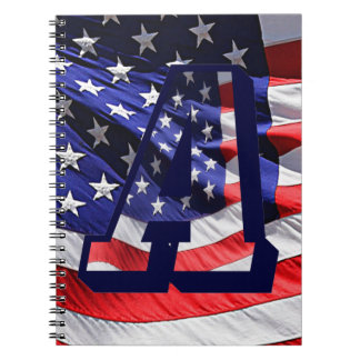 Cuaderno Portátil de espiral de bandera y letra estadounide