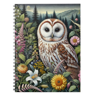 Cuaderno Portátil de espiral de búho de Woodland Tema De