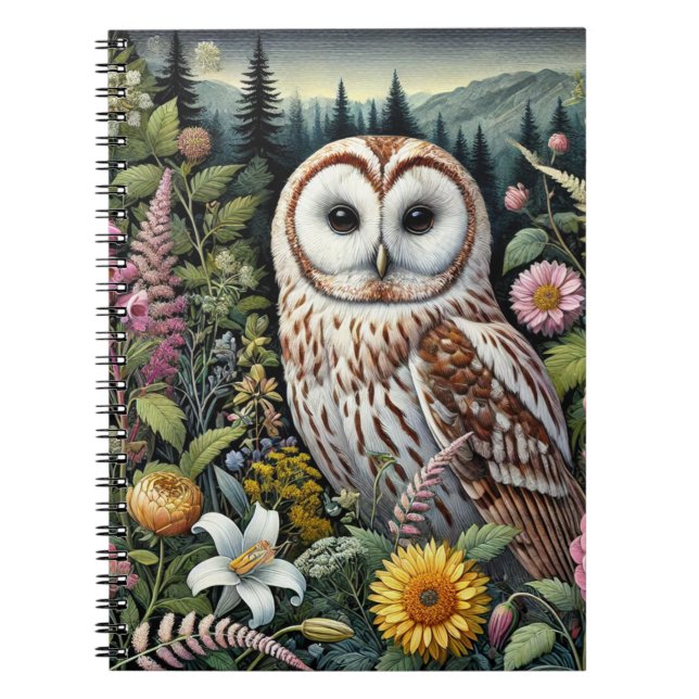Cuaderno Portátil de espiral de búho de Woodland | Tema De  (Frente)