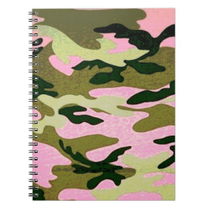Cuaderno Portátil de espiral de camuflaje rosa y verde