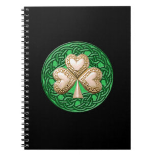 Cuaderno Portátil de espiral de chamrock de oro