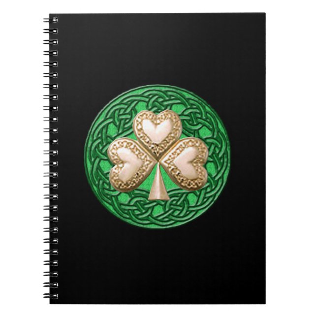 Cuaderno Portátil de espiral de chamrock de oro (Frente)