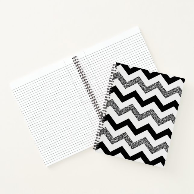 Cuaderno Portátil de espiral de Chevron Purpurina blanco (8 (Interior)