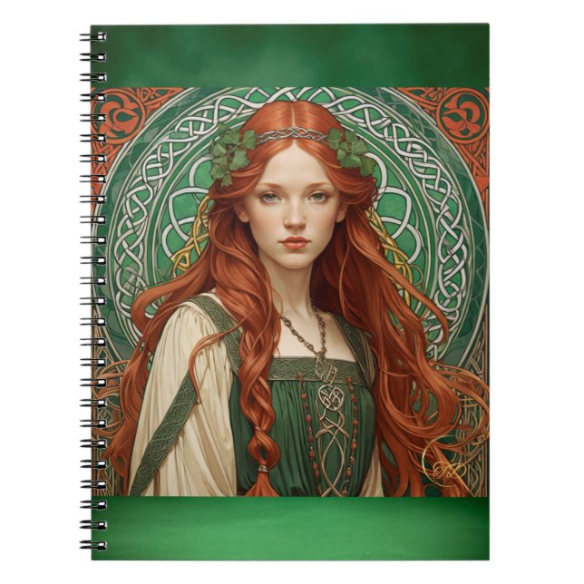 Cuaderno Portátil de espiral de Chica celta (Frente)