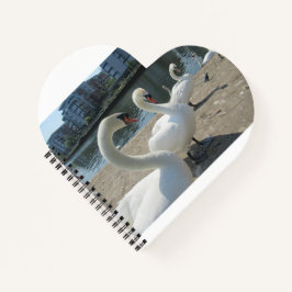 Cuaderno Portátil de espiral de cisnes blancos