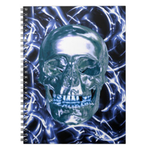 Cuaderno Portátil de espiral de cráneo cromado azul eléctri