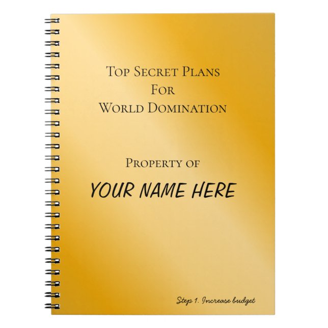 Cuaderno Portátil de espiral de dominación mundial personal (Frente)