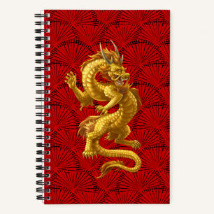 Cuaderno Portátil de espiral de dragón de oro chino