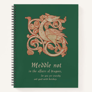 Cuaderno Portátil de espiral de dragón medieval