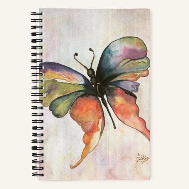Cuaderno Portátil de espiral de felicidad de mariposa (Anverso)