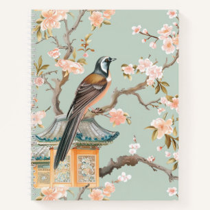 Cuaderno Portátil de espiral de florecimiento de aves y fru