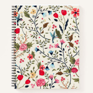 Cuaderno Portátil de espiral de flores de lujo