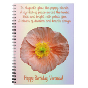 Cuaderno Portátil de espiral de flores de nacimiento de ago