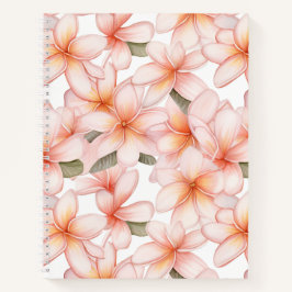 Cuaderno Portátil de espiral de flores de Plumeria rosa pál