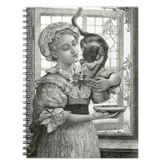 Cuaderno Portátil de espiral de gatos y damas victorianas (Frente)