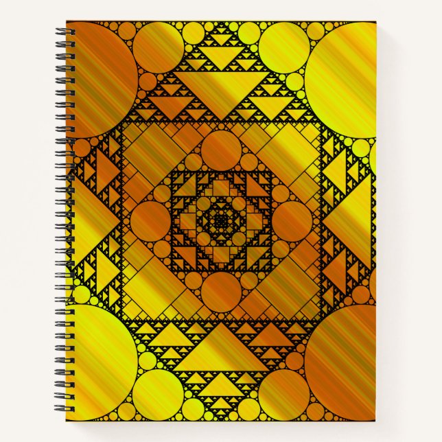 Cuaderno Portátil de espiral de geometría fractal (Anverso)