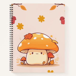 Cuaderno Portátil de espiral de hongos naranjas