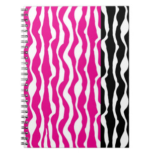 Cuaderno Portátil de espiral de impresión de cebra negra y 